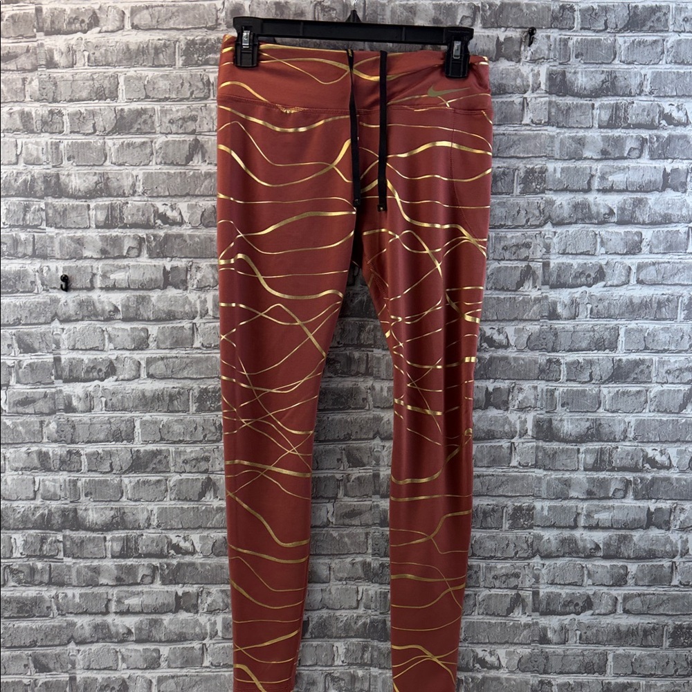 Nike running Copper and Gold Patterned Leggings‎ - Picture 2 of 10